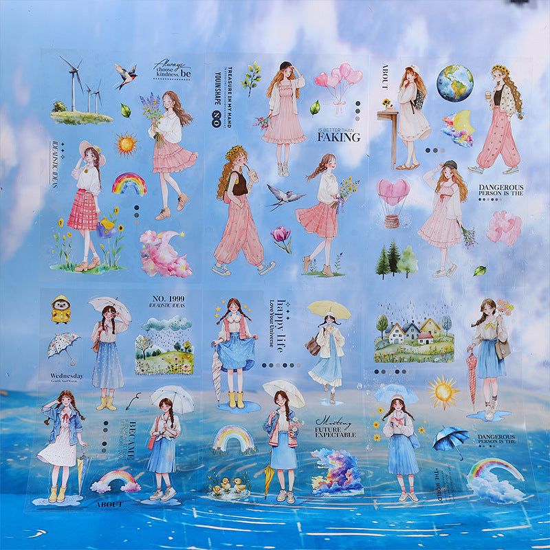 Girl Character PET stickers 10 sheets