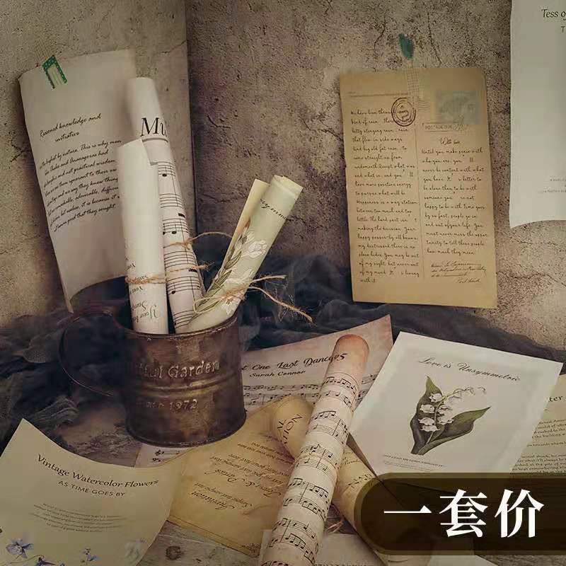 Retro Props Old Music Score Paper & English Newspaper Scrapbooking Background – Vintage Paper for DIY Crafts - ViktaShop