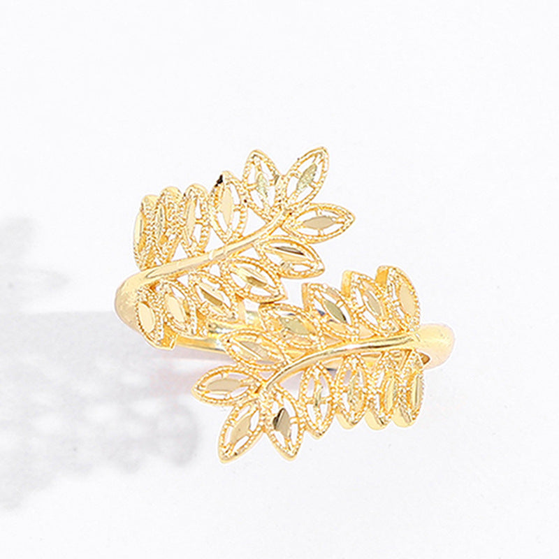 Hollow Leaf Bracelet Ring – Ancient Gold - ViktaShop