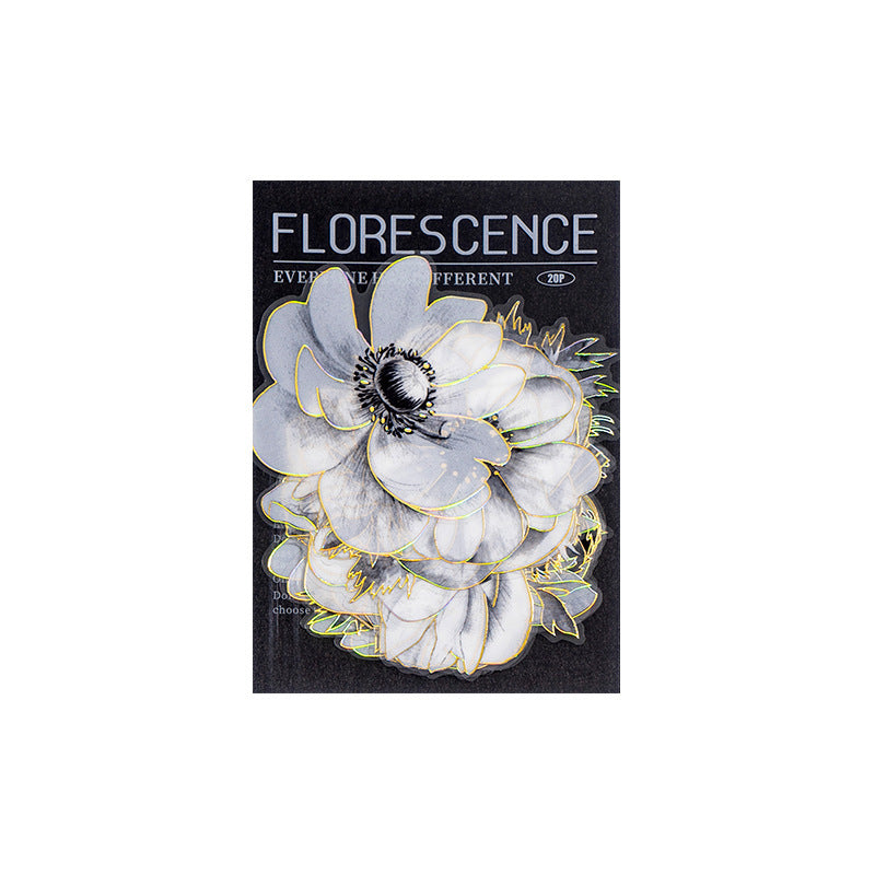 PET Stickers - Night Flowers Series, 20 Pcs - ViktaShop