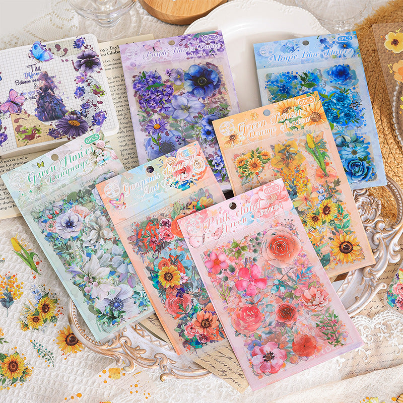 Flower, Butterfly & Green Leaf Cut Film PET Sticker Pack, 6 Options - ViktaShop