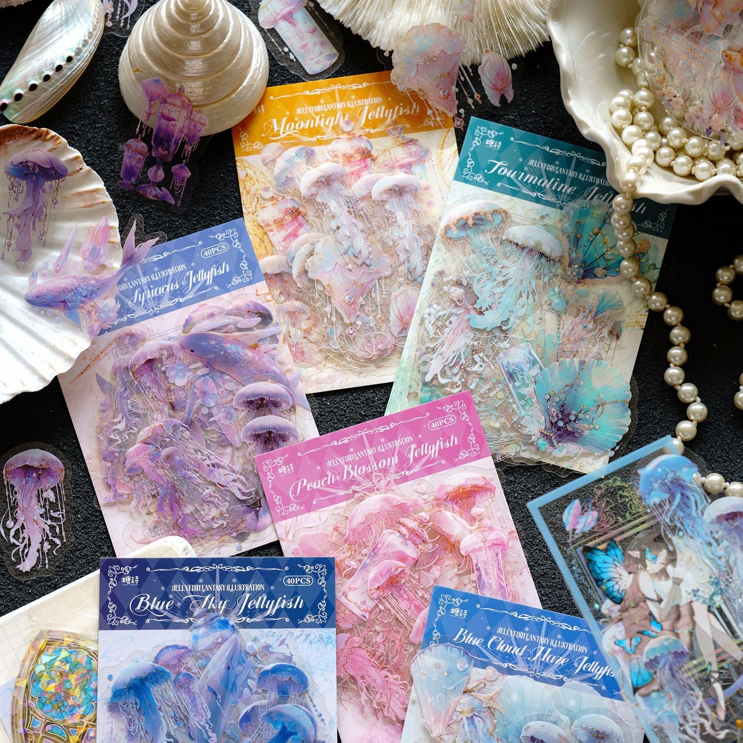 Jellyfish Fantasy Series PET Stickers, 40 Pcs - ViktaShop