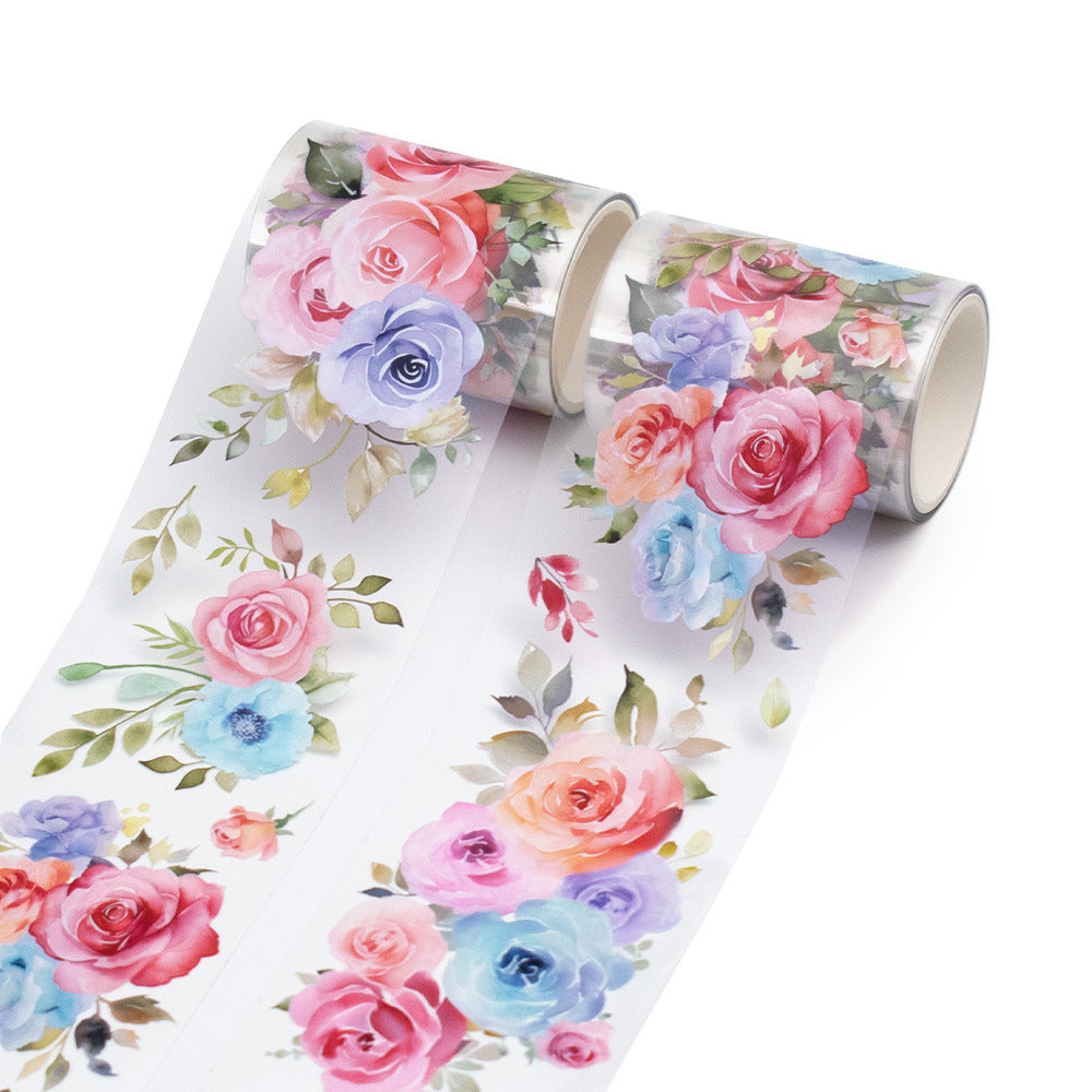 Watercolor Flower PET Tape – Black & White Frame - 2m - ViktaShop