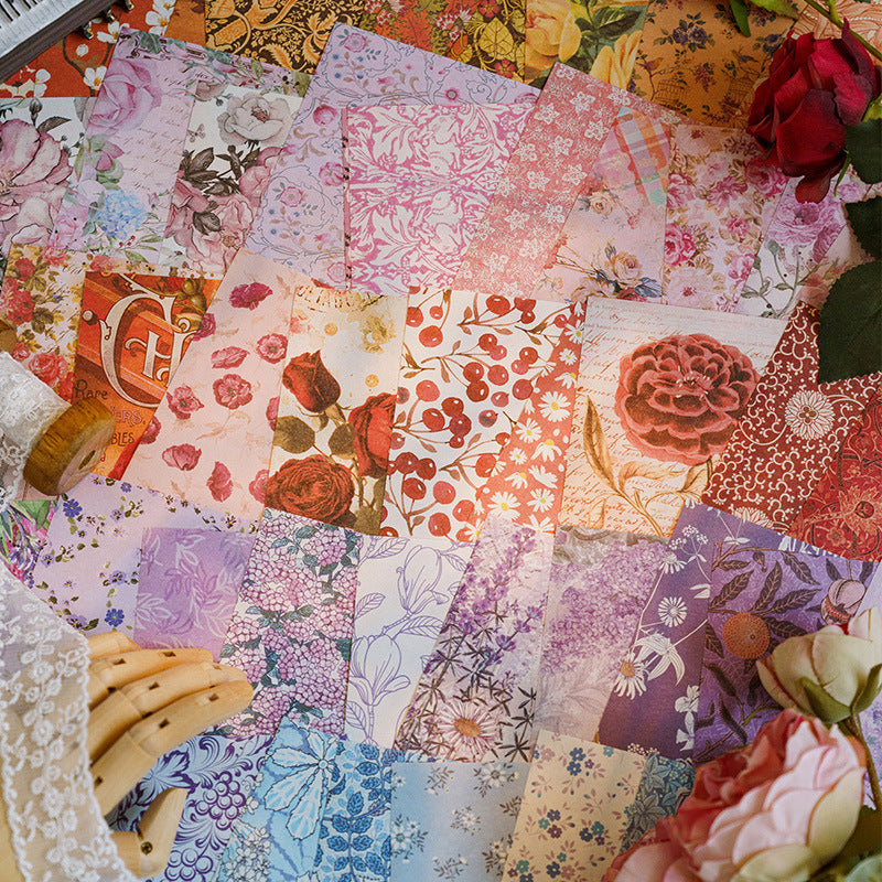 Book of Plants Series, Retro Floral Background Paper, 4 Options - ViktaShop