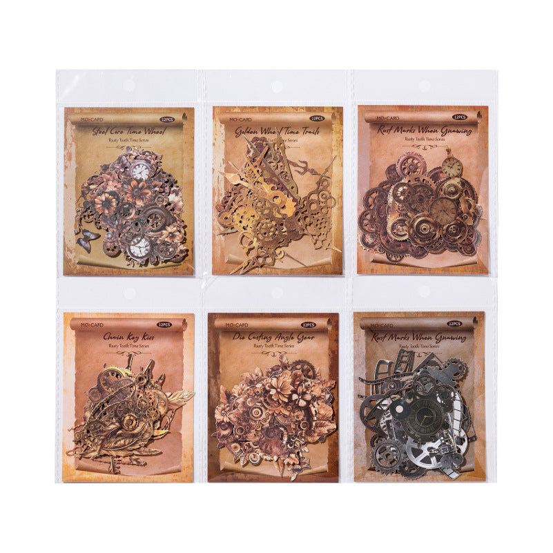White Kraft Paper Hollow Card Stickers – Rusty Time Series, 6 Options - ViktaShop