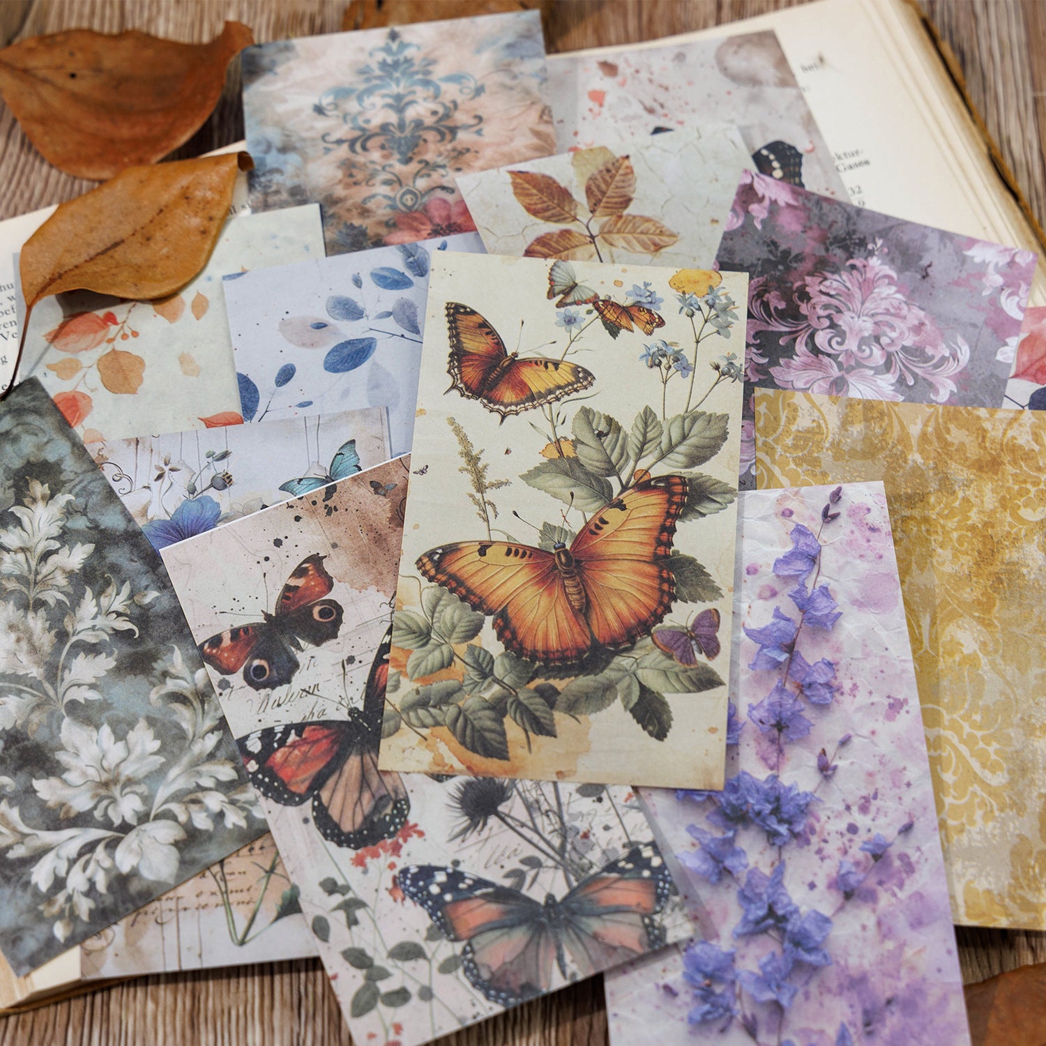 Ancient Forest Paper – Year Blueprint Series, Retro Flowers & Butterfly Garden, 30 Pcs - ViktaShop