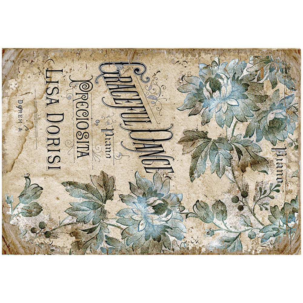 Blue Floral Retro Collage Paper Pack – European & American Style, 10 Sheets - ViktaShop