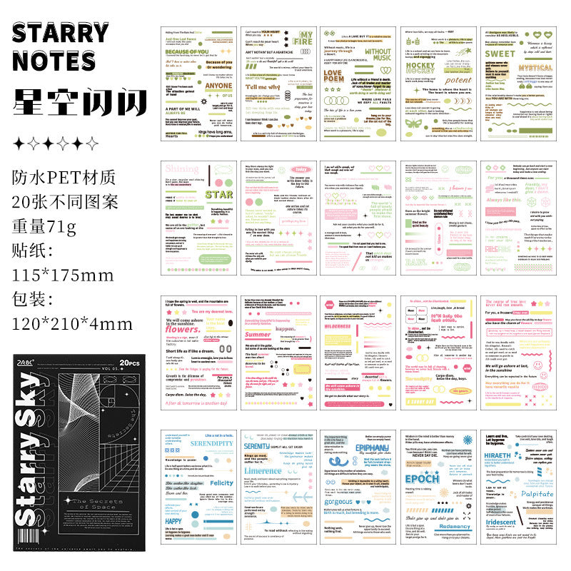 Star Notes Transparent PET Stickers - Waterproof Retro Diary Decoration - ViktaShop