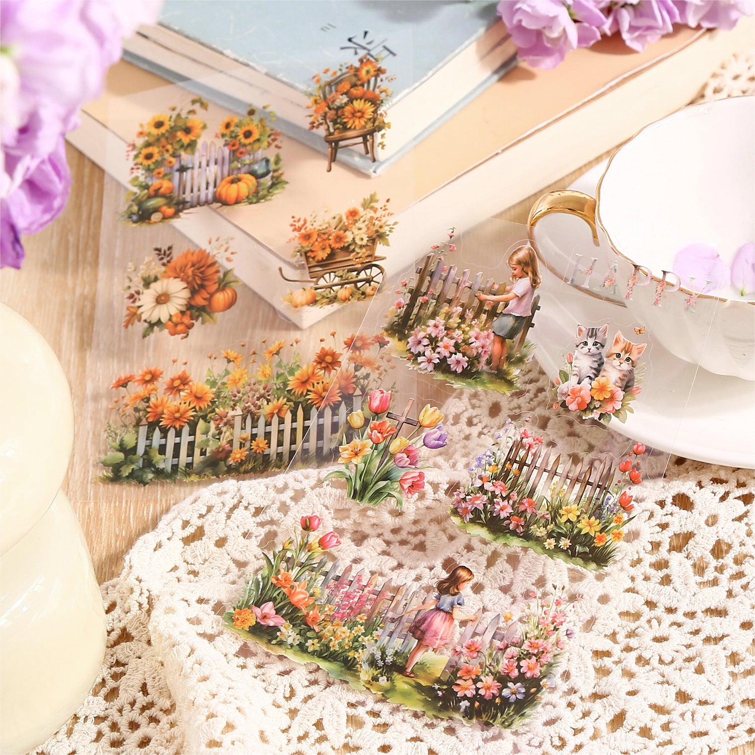 PET Sticker Book - My Secret Garden Series, 20 Pcs - ViktaShop
