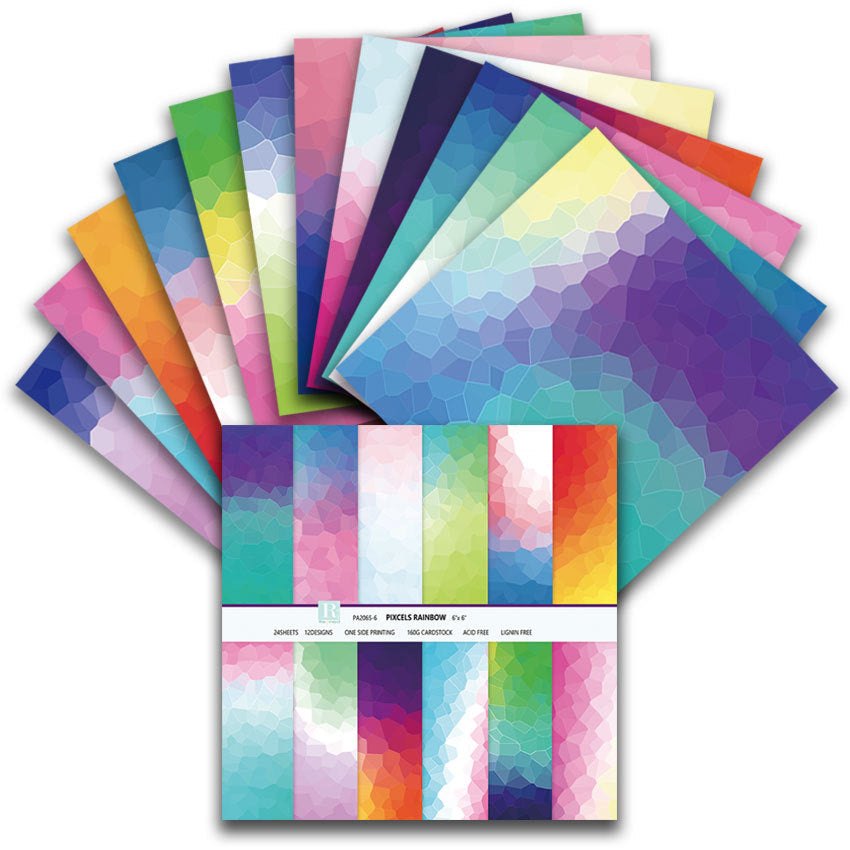 Rainbow Background Pattern Paper - 24 Sheets - ViktaShop