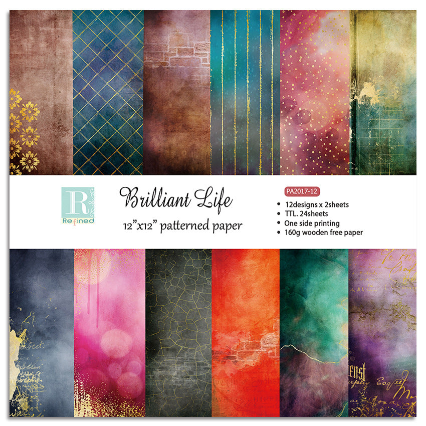 Vintage Colorful Pattern Background Paper – 24 Sheets - ViktaShop
