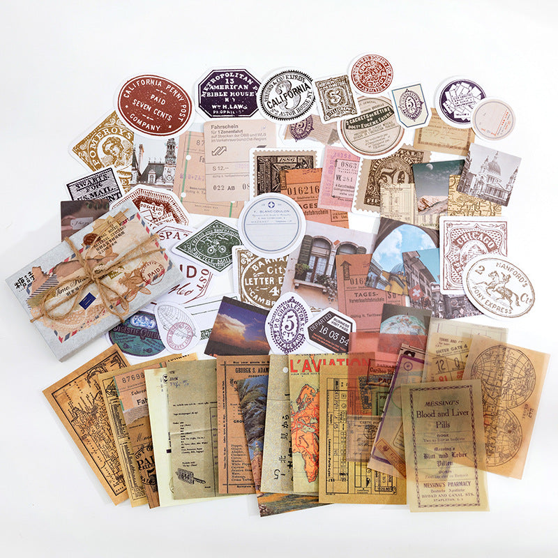 Vintage Design Stickers - Retro Aesthetic, 60 Pcs - ViktaShop