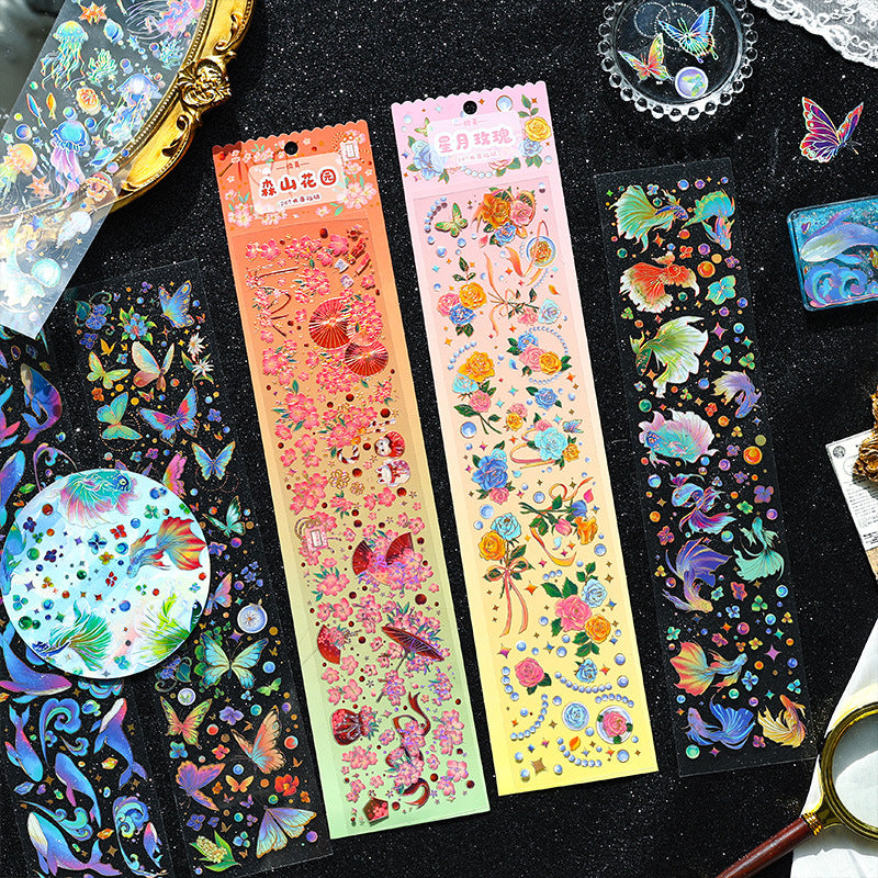 Vientiane Series Bronzing PVC Journal Stickers - Cute, 7 Options