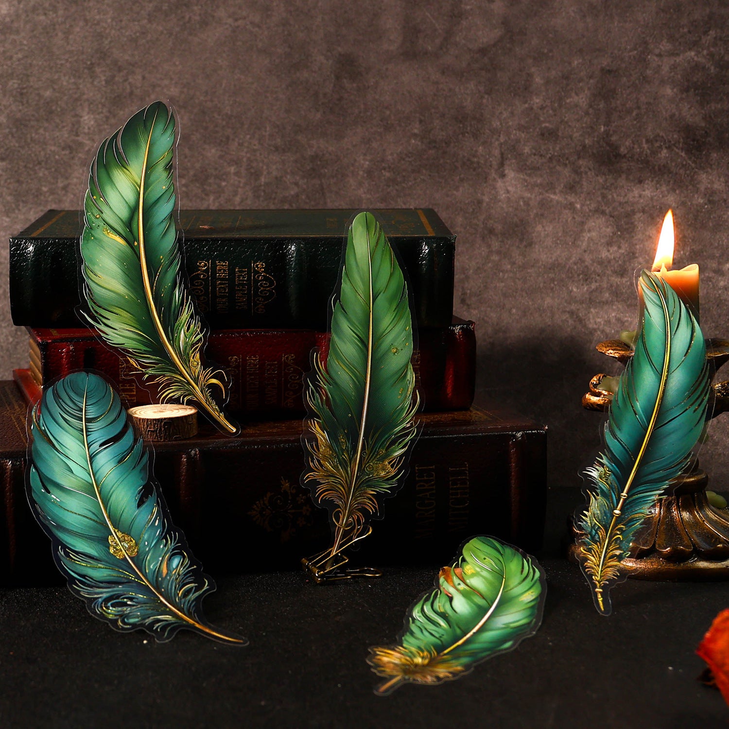 Ancient Forest PET Gilding Sticker Pack - Angel Feather Series, 5 Pcs - ViktaShop