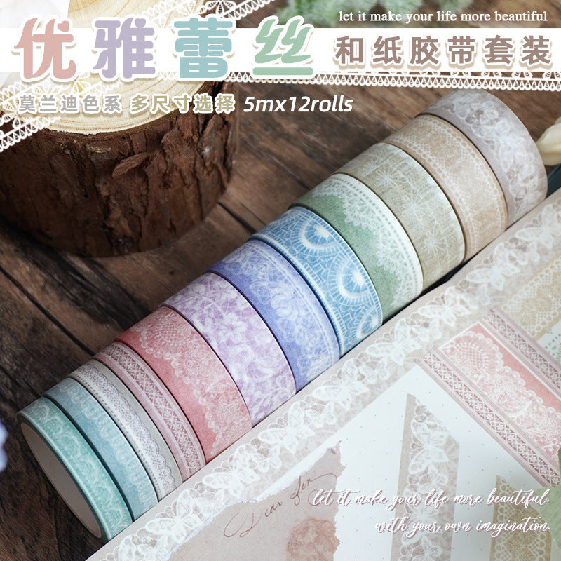 Morandi Lace Washi Tape – Soft Tones Series, 2m - ViktaShop