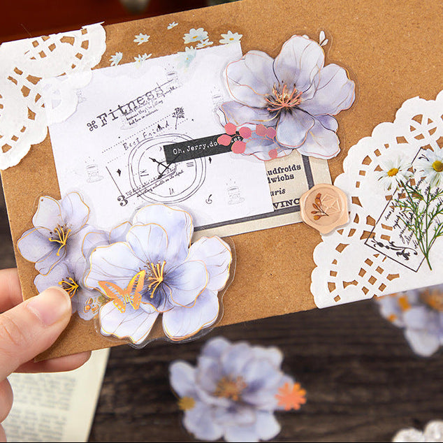 Light magic fog flower PET bronzing stickers 20 psc - Viktashop.com