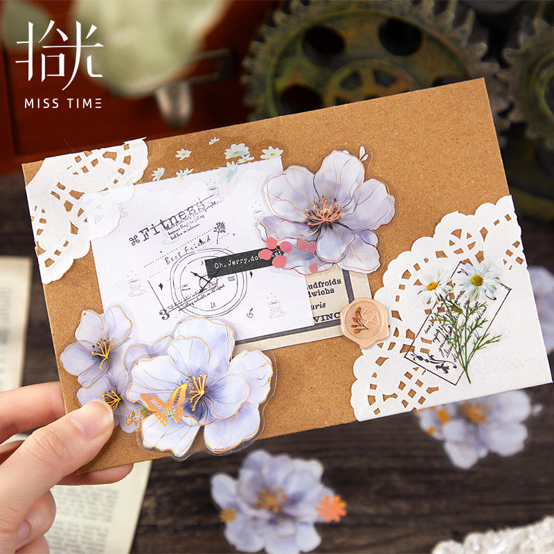 Light magic fog flower  PET bronzing stickers  20 psc