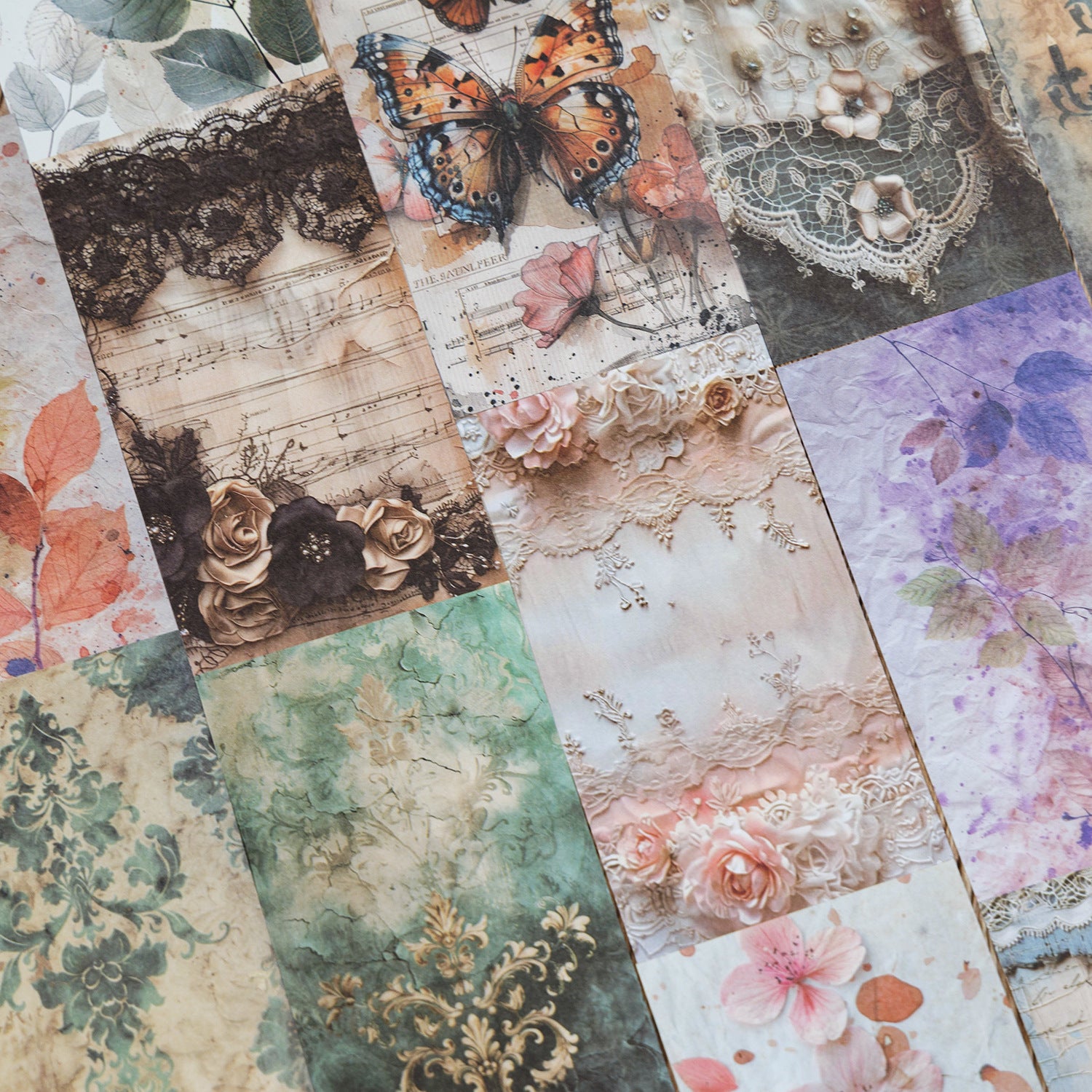 Ancient Forest Paper – Year Blueprint Series, Retro Flowers & Butterfly Garden, 30 Pcs - ViktaShop