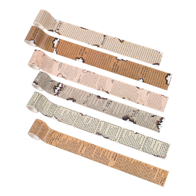 Cross-World Romantic English Text Tape - Retro Journal Sticker Roll, 3m - ViktaShop