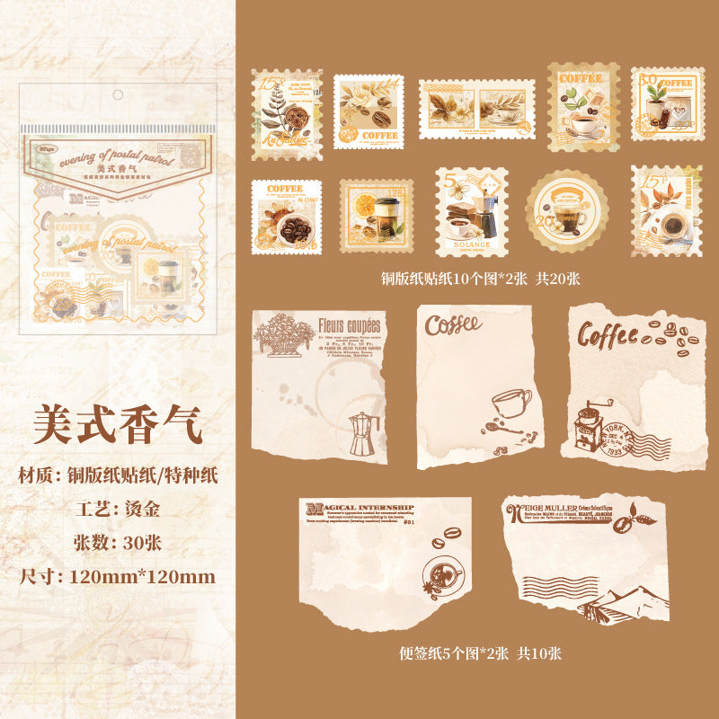 Paper trace material  paper stickers package 30 psc 6 styles