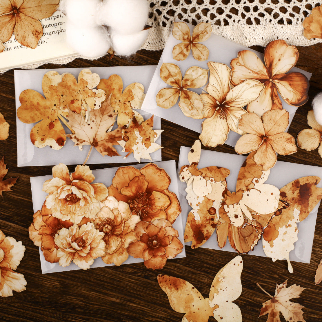 Hard Card Adhesive Paper – Stained Flower Series, 4 Options - ViktaShop