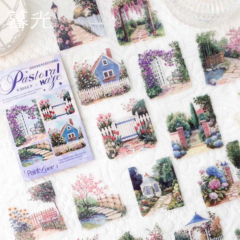 PET Stickers – Pastoral Mist Series, Die-Cut Landscape Pack, 6 Options - ViktaShop