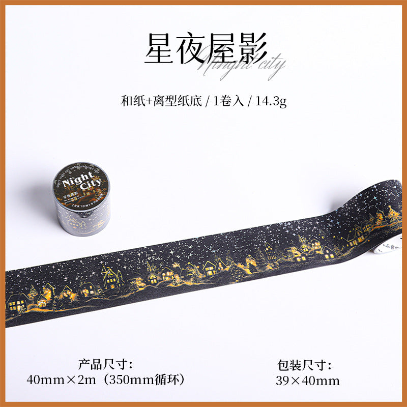 Hot Silver Landscaping Tape – Starry Night City, Dark Theme, 2m - ViktaShop