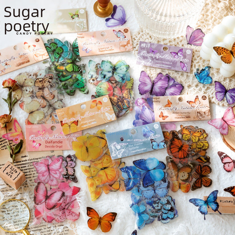 Vintage Butterfly PET Stickers, 40 Pcs - ViktaShop