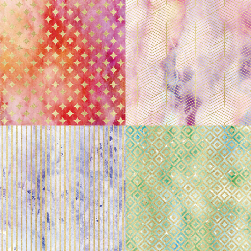 Purple Geometry Background Paper Single-Sided Pattern Paper - 24 Sheets - ViktaShop