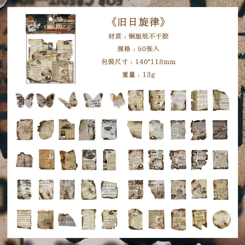 Sticker Bag - Warm Fire Shimmer Series, 50 Pcs - ViktaShop