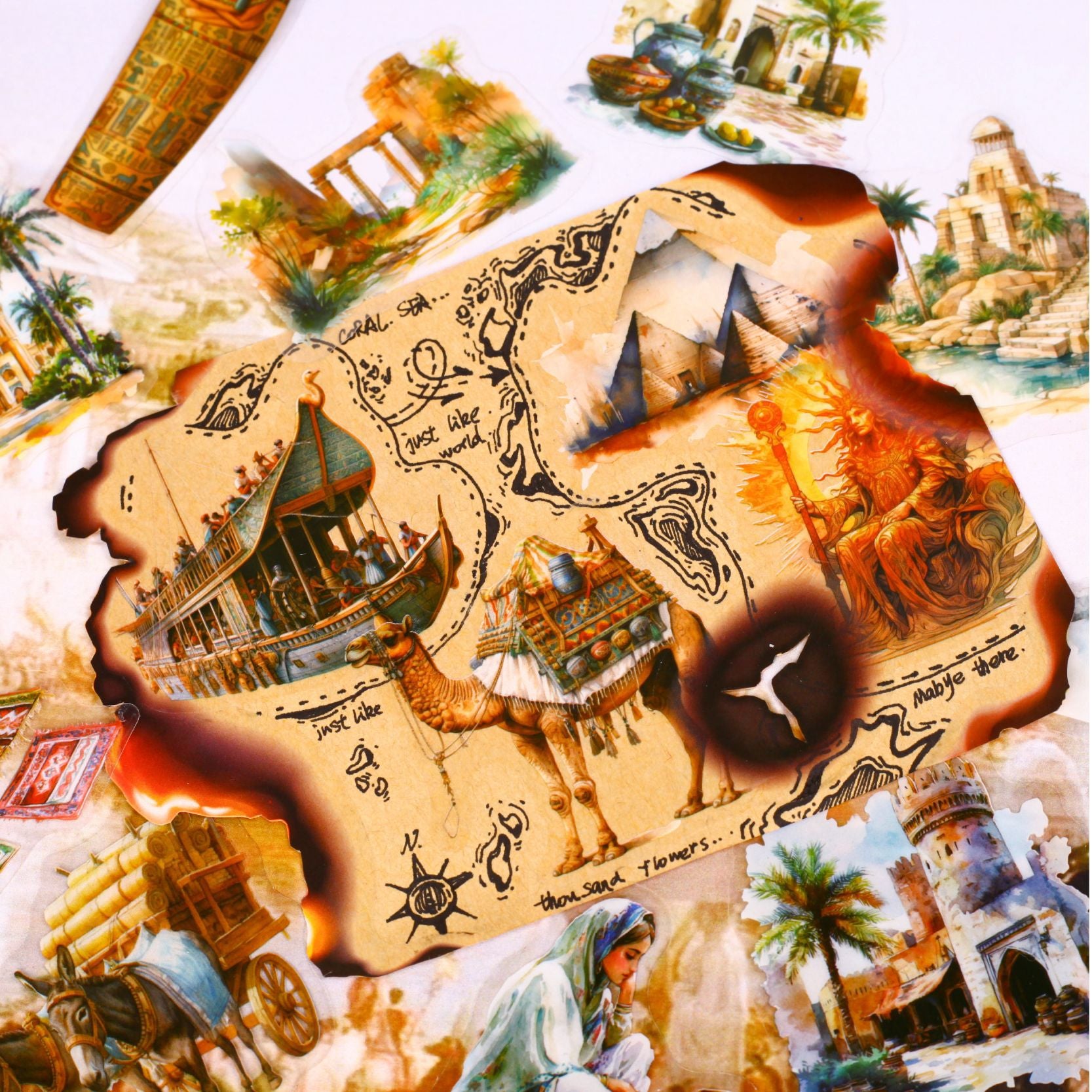 Egyptian Theme PET Stickers, 30 Pcs - ViktaShop