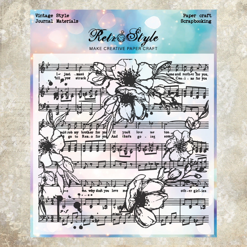 Transparent Silicone Stamp – Retro Background Rose & Wood Grain, 8 Options - ViktaShop