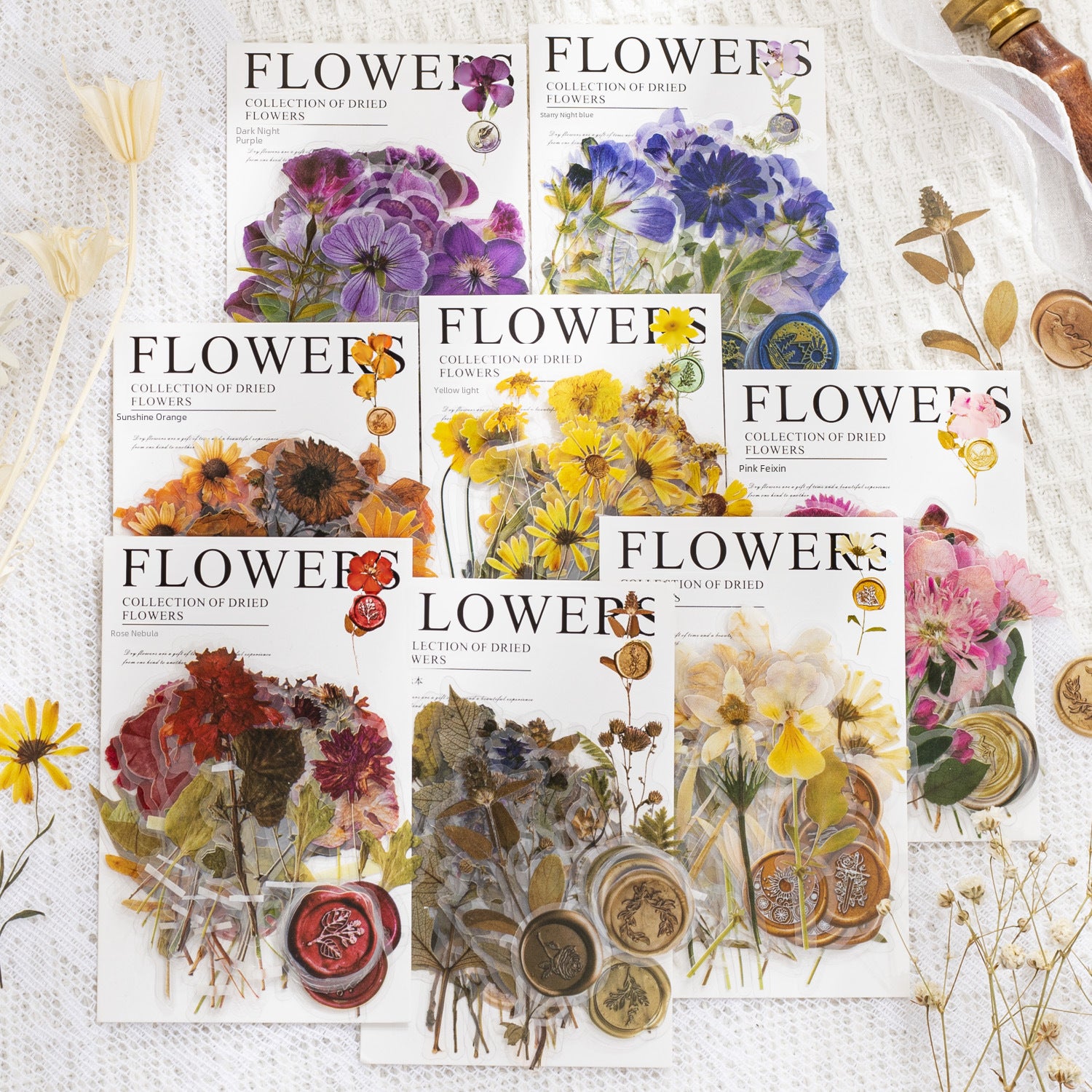 PET Sticker Pack - Dried Flower Collection Series, 40 Sheets - ViktaShop