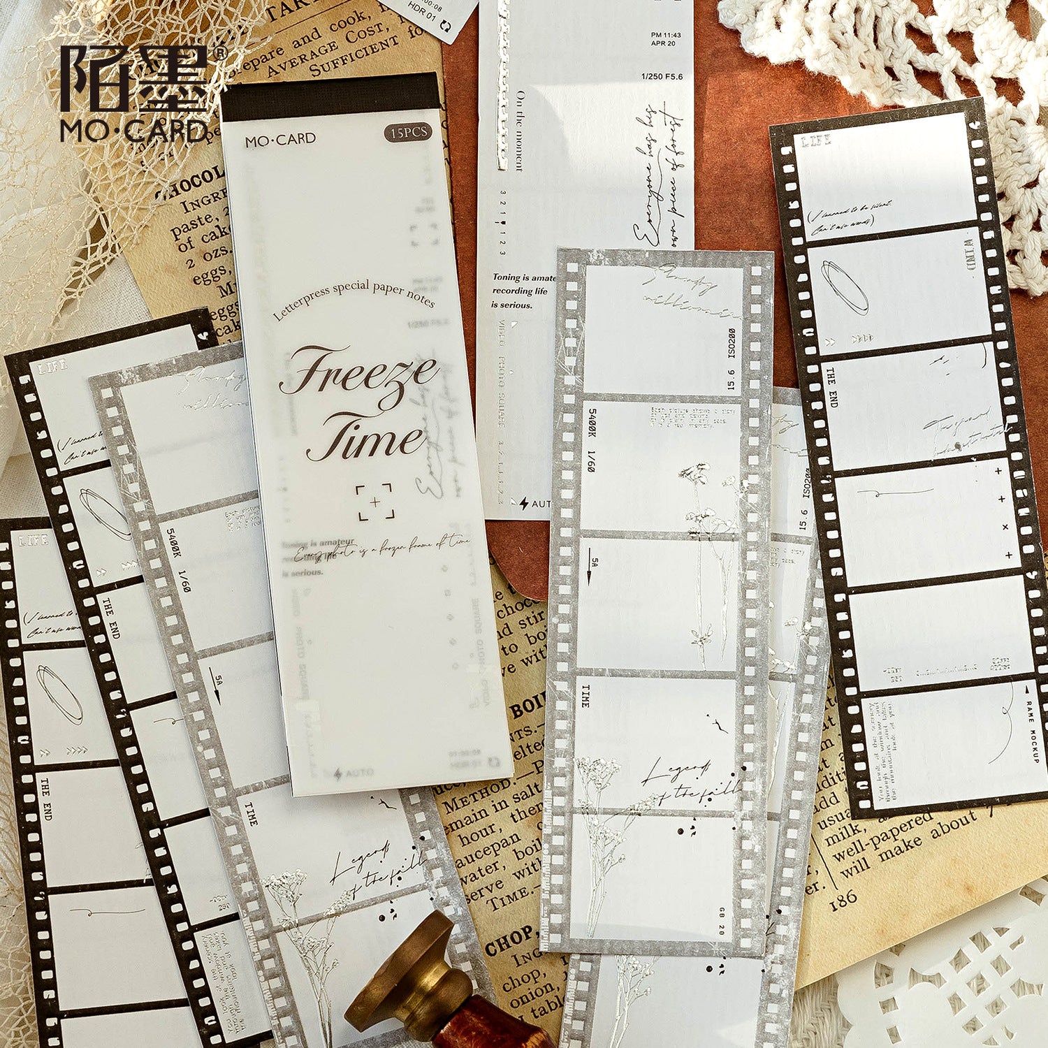 Retro Special Paper with Bronzing, Long Strip Relief, 10 Sheets - ViktaShop