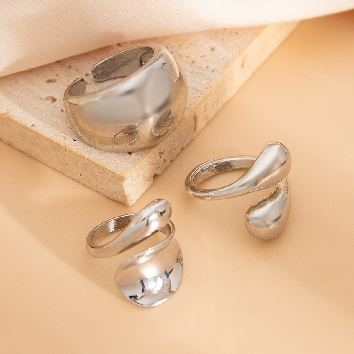 Vintage Minimalist Glossy Chunky Ring, 16 Options - ViktaShop