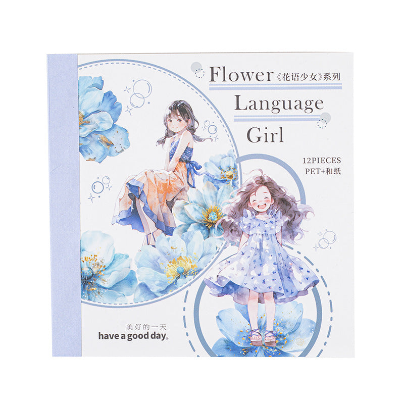 Flower Language Girl Series Die-Cut Sticker Book, 6 Options - ViktaShop