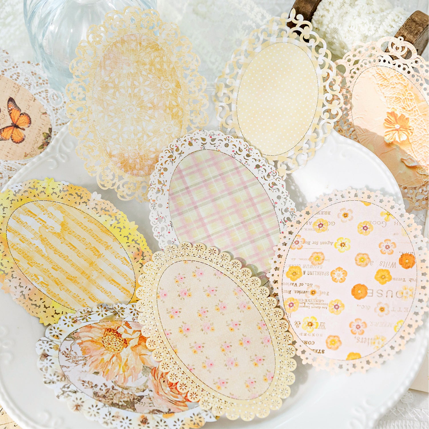 Flower Dream Vintage Lace Paper stickers 10 psc