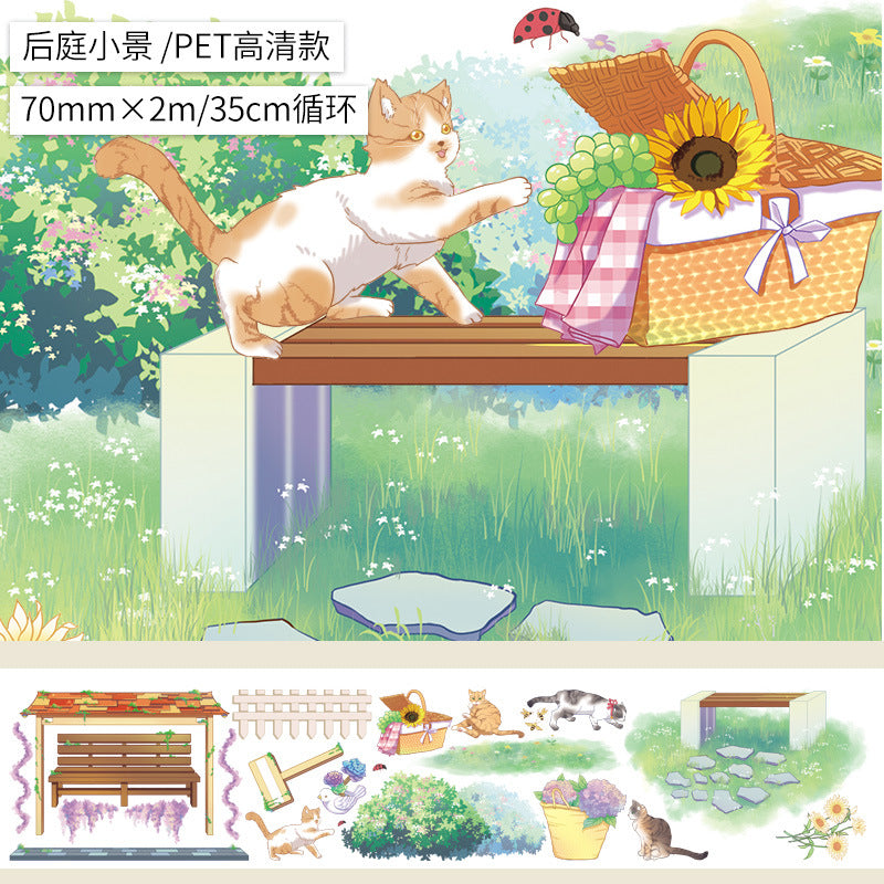Cartoon Cute House Building Landscape Tape – Sticker Collage, 2m - ViktaShop