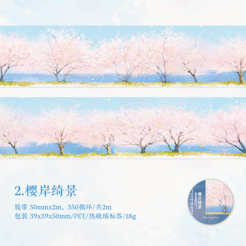 Twilight Cherry Blossom Tape – Landscape Decorative Sticker Tape, 2m - ViktaShop