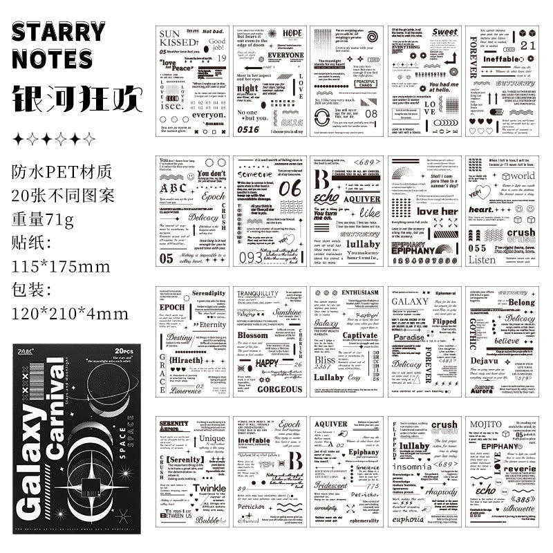 Star Notes Transparent PET Stickers - Waterproof Retro Diary Decoration - ViktaShop
