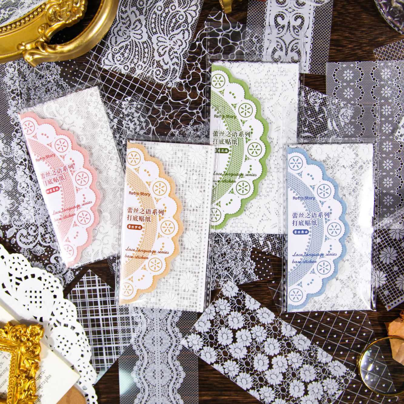 PET Stickers – Lace Language Series, DIY Frame & Background Material - ViktaShop