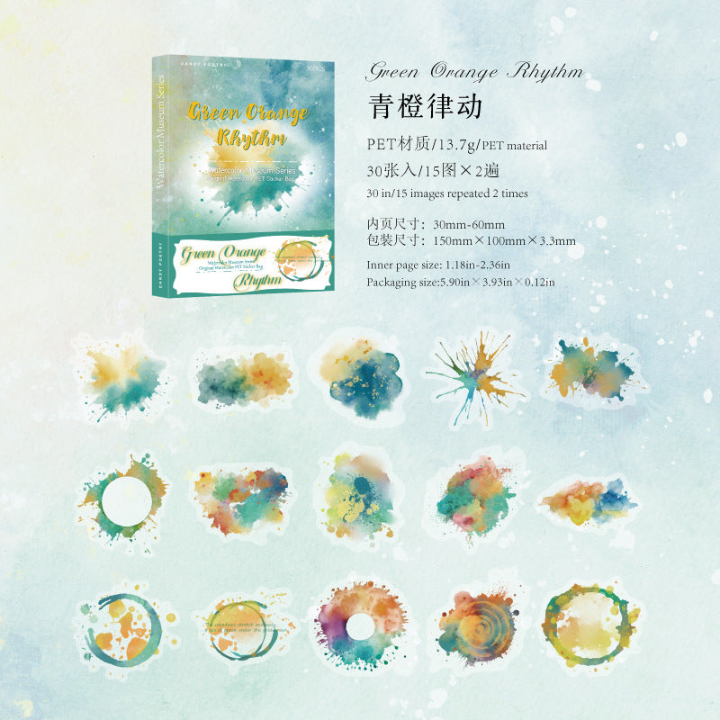 PET White Ink Sticker Pack - Watercolor Museum Series, 6 Options - ViktaShop
