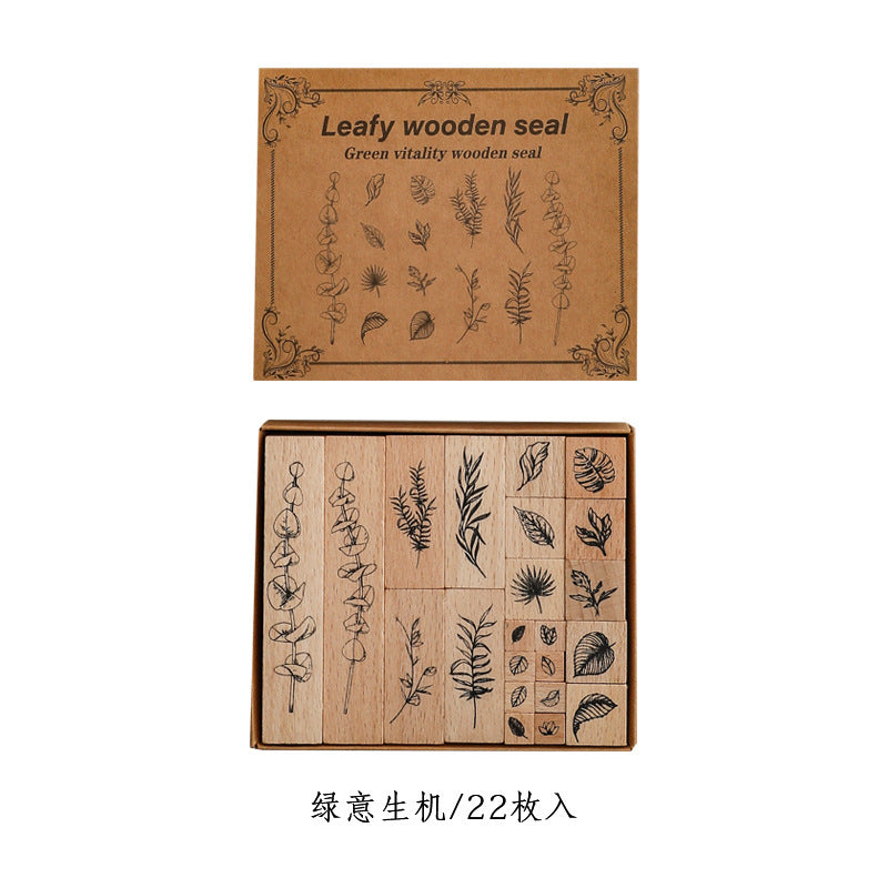 Lush Leaves Wooden Stamp – Lotus & Plant Design, 2 Options - ViktaShop