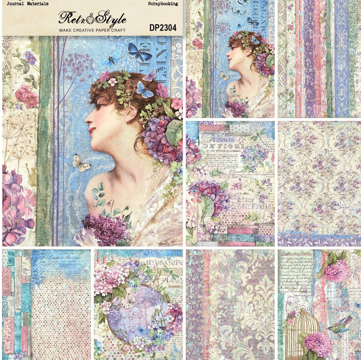 Retro Vintage Style Single-Sided Background Paper, 8 Sheets - ViktaShop