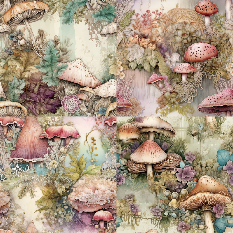 Mushrooms paper material background 10 sheets