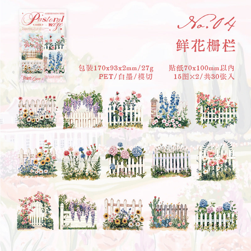 PET Stickers – Pastoral Mist Series, Die-Cut Landscape Pack, 6 Options - ViktaShop