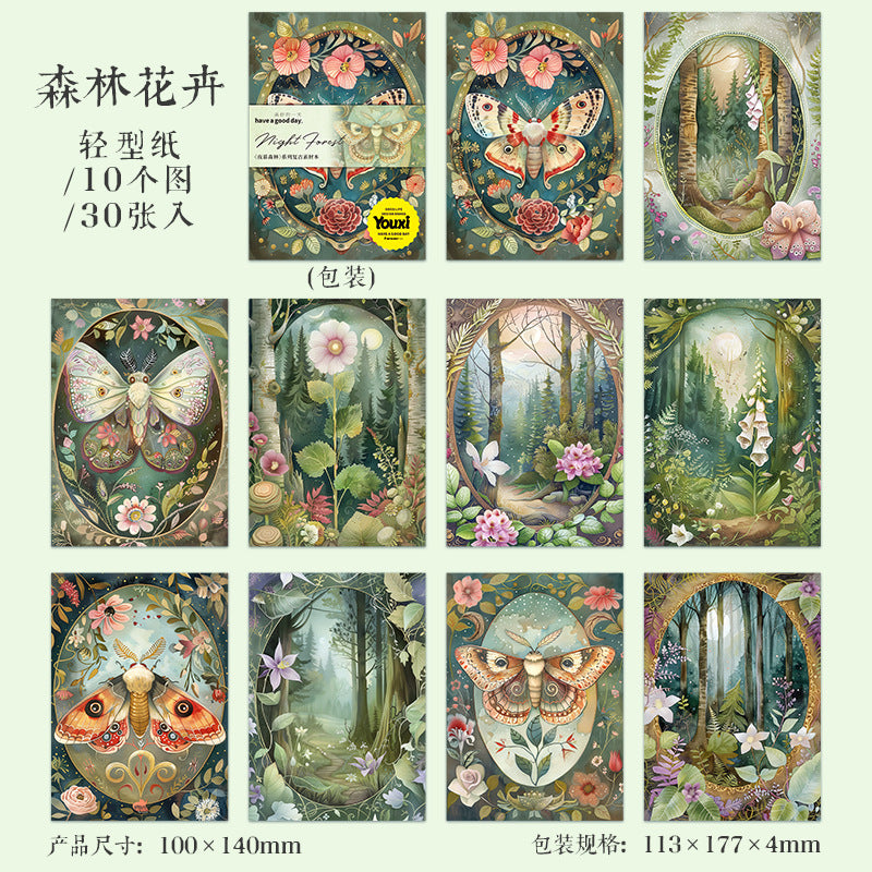 Night Forest Series Retro Material Book 6 Styles 30 sheets