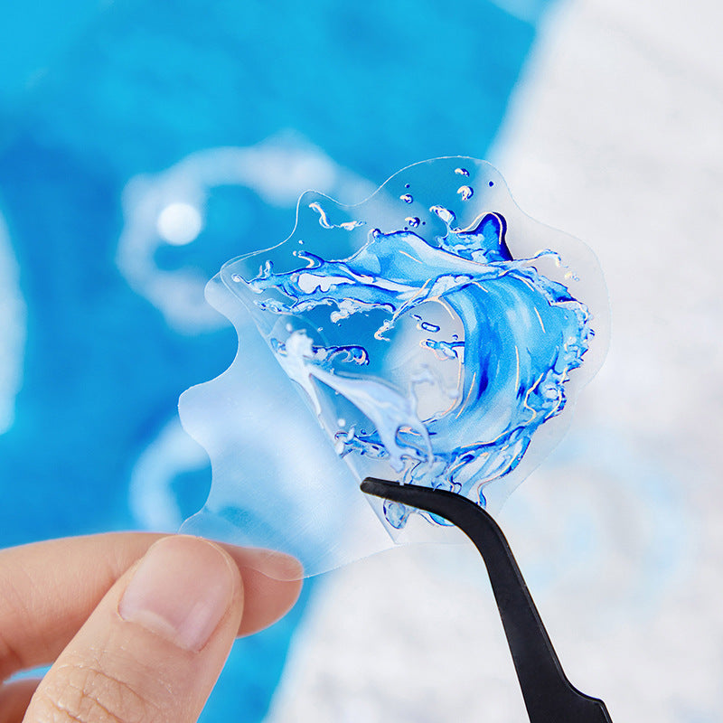 PET Stickers – Sea Wave & Water Drop DIY Decoration, 20 Pcs - ViktaShop