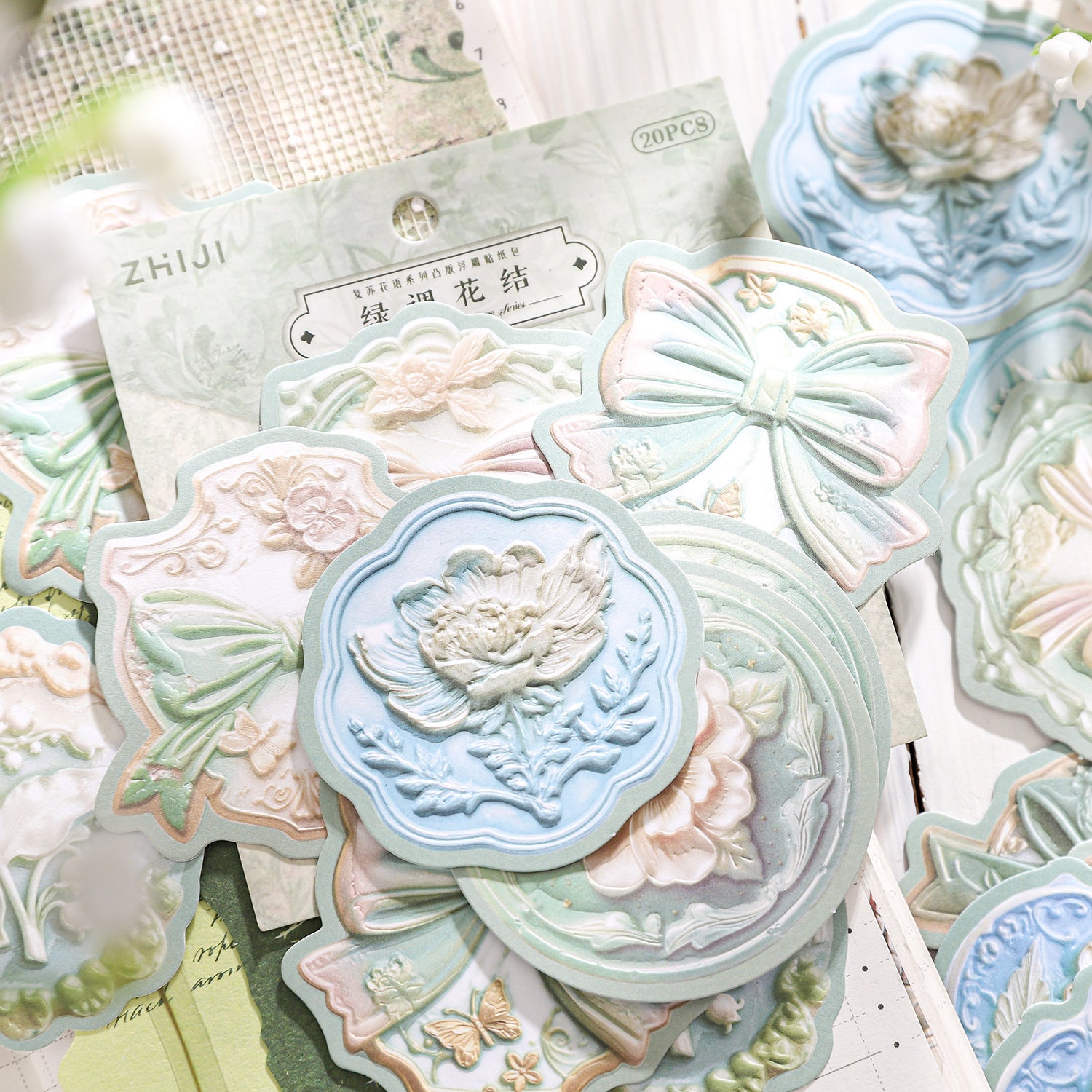 Revival Flower Language Series Relief Sticker Pack, 20 Sheets - ViktaShop