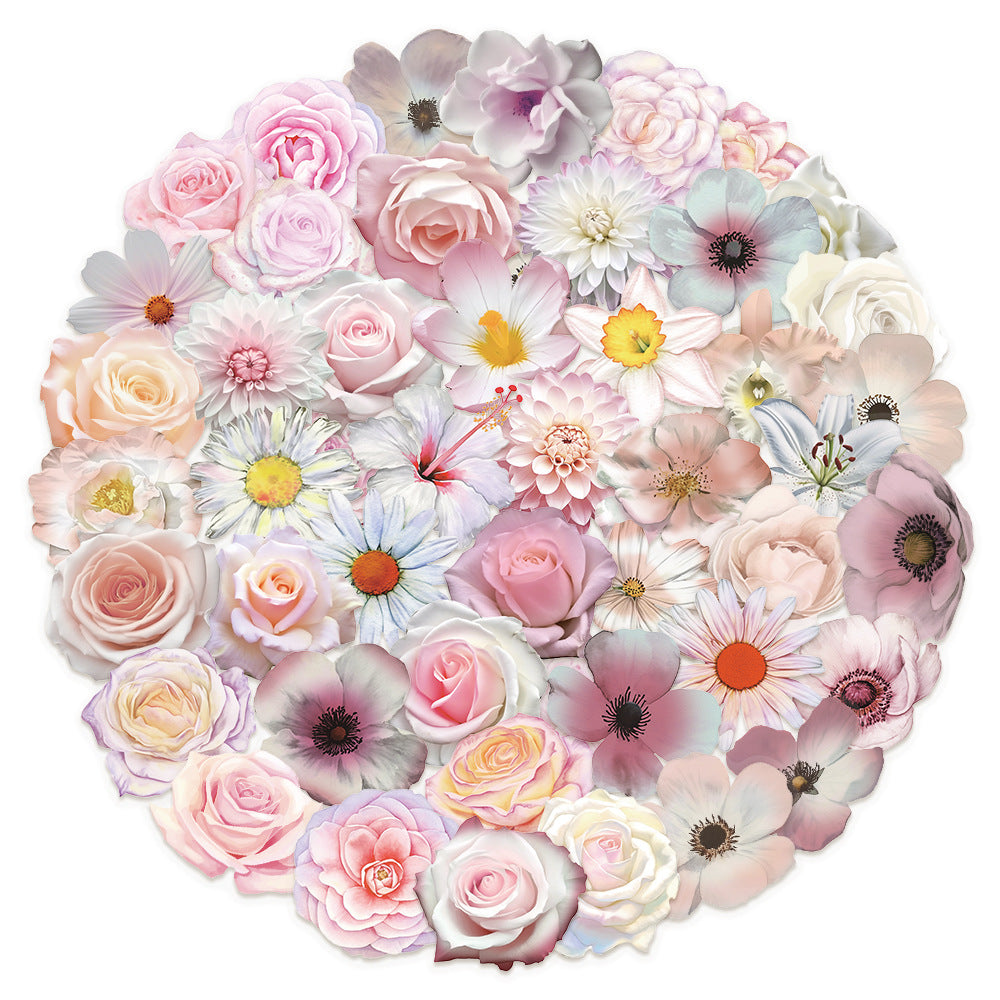 Pink Flower Stickers 50 psc